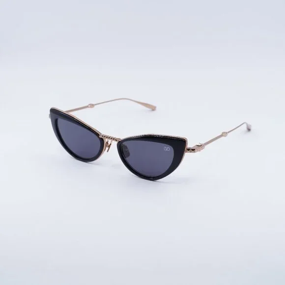 Valentino VIII VLS-102A Sunglasses Black/Rose Gold Cat Eye Frame, Grey Lenses Valentino Womens Cat Eye Black Rose Gold Grey Fashion  main image 4